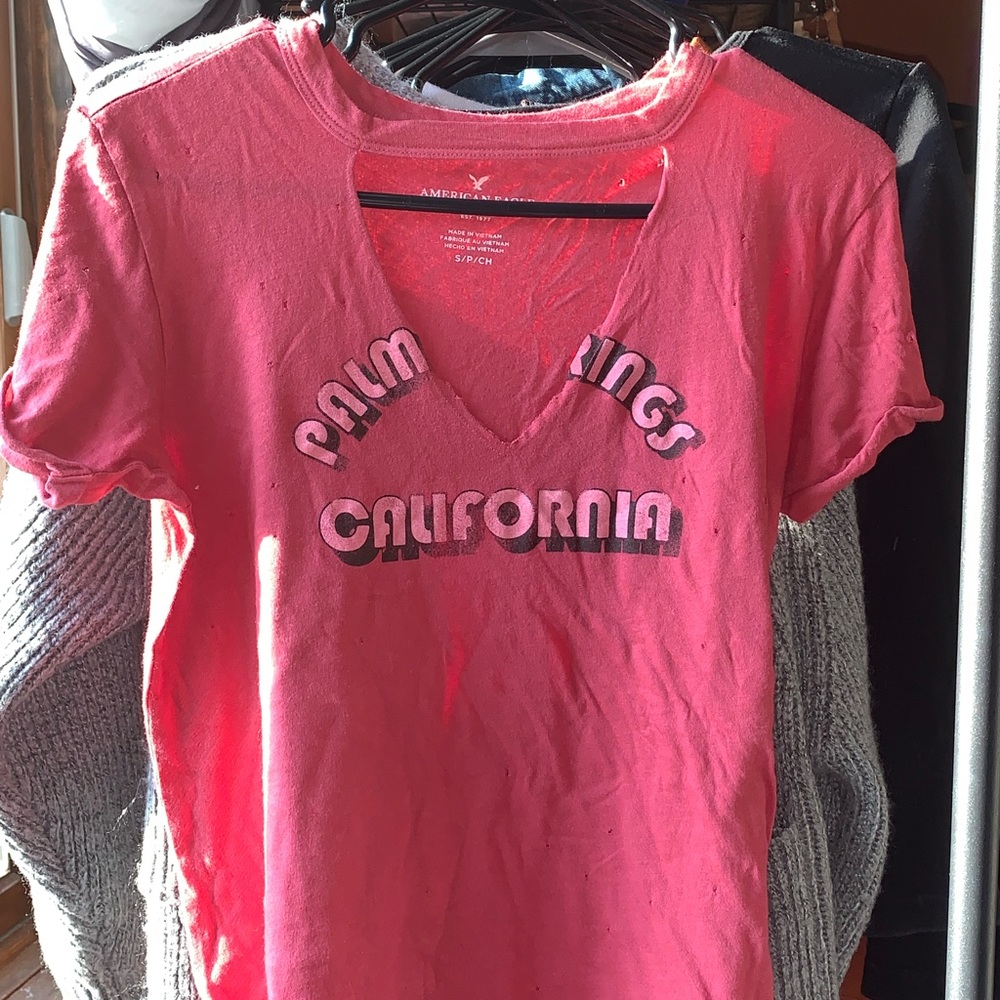 Cali American Eagle Tee Palm Springs Red New